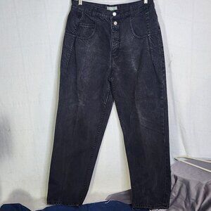 Guess Jeans Black Vintage Cotton Double Button Wide Leg Washed Jeans Size 32 XL